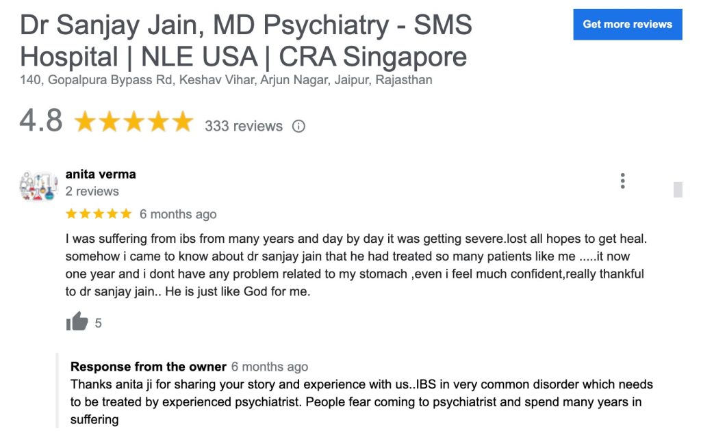 Review by anita verma, Why Dr Sanjay Jain Is The Best Psychiatrist In Jaipur